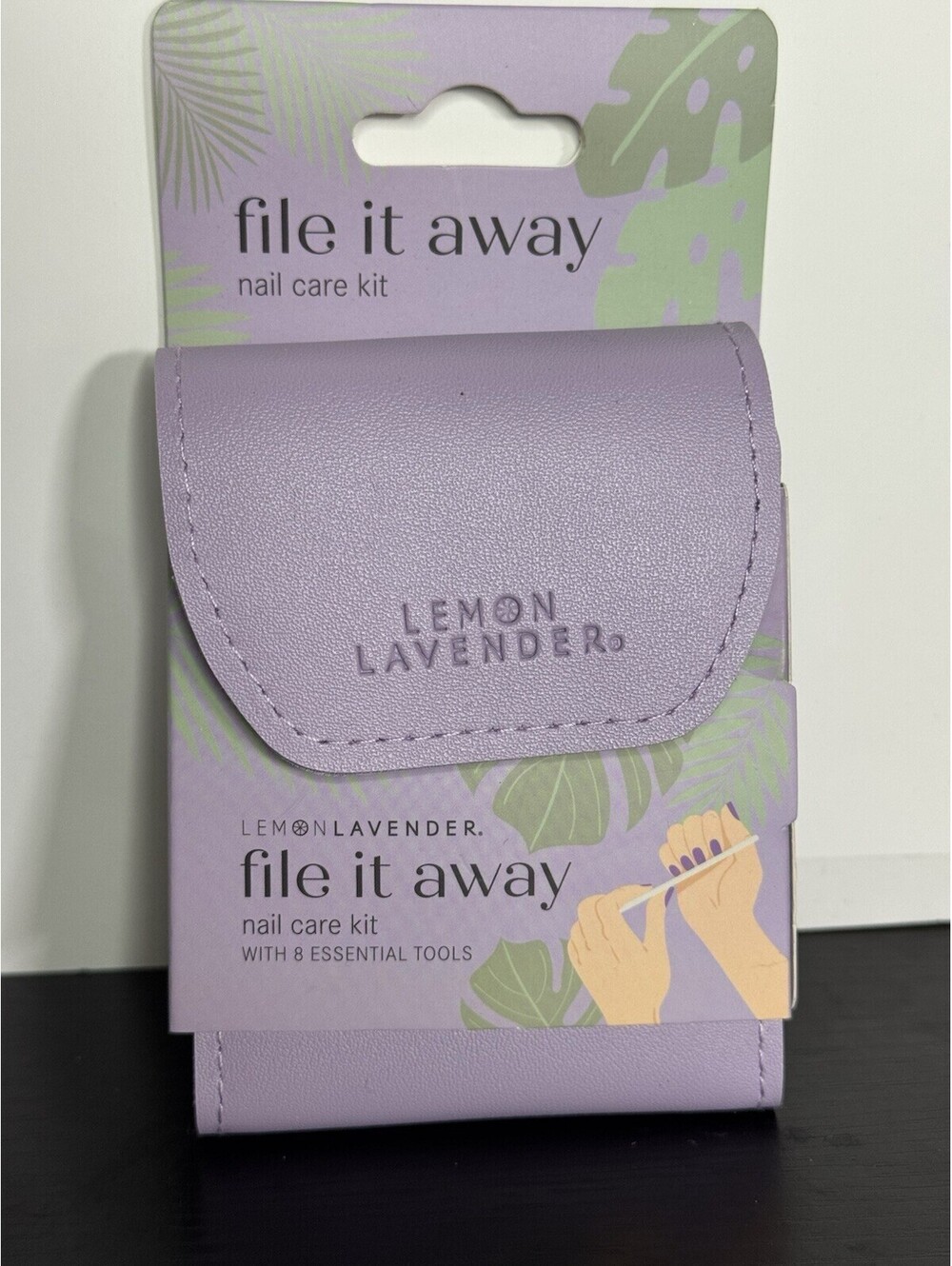 Lemon Lavender File It Away Nail Care Kit  8 piece set  Stainless Steel Purp NEW